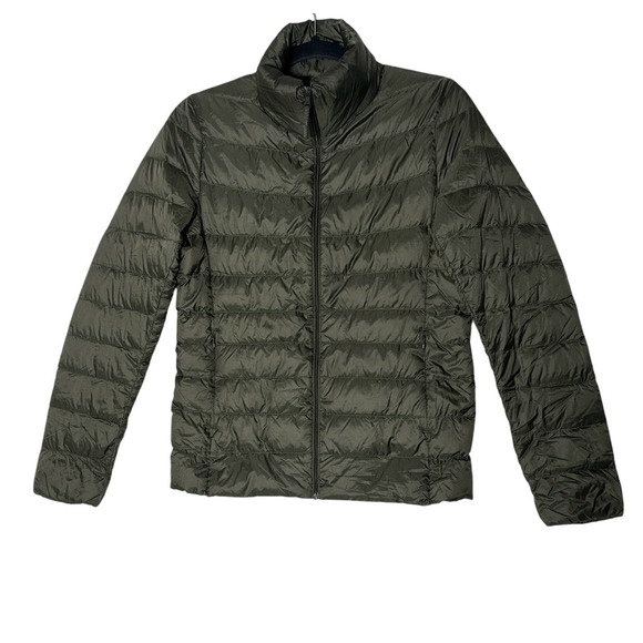 Uniqlo Puffer Jacket Women's Medium Green Nylon Lightweight Pockets Outdoor - Picture 1 of 7